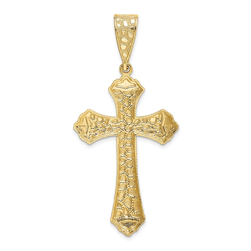 14k Yellow Gold 27.24 mm Diamond-cut Budded Cross Pendant (4.36 grams)