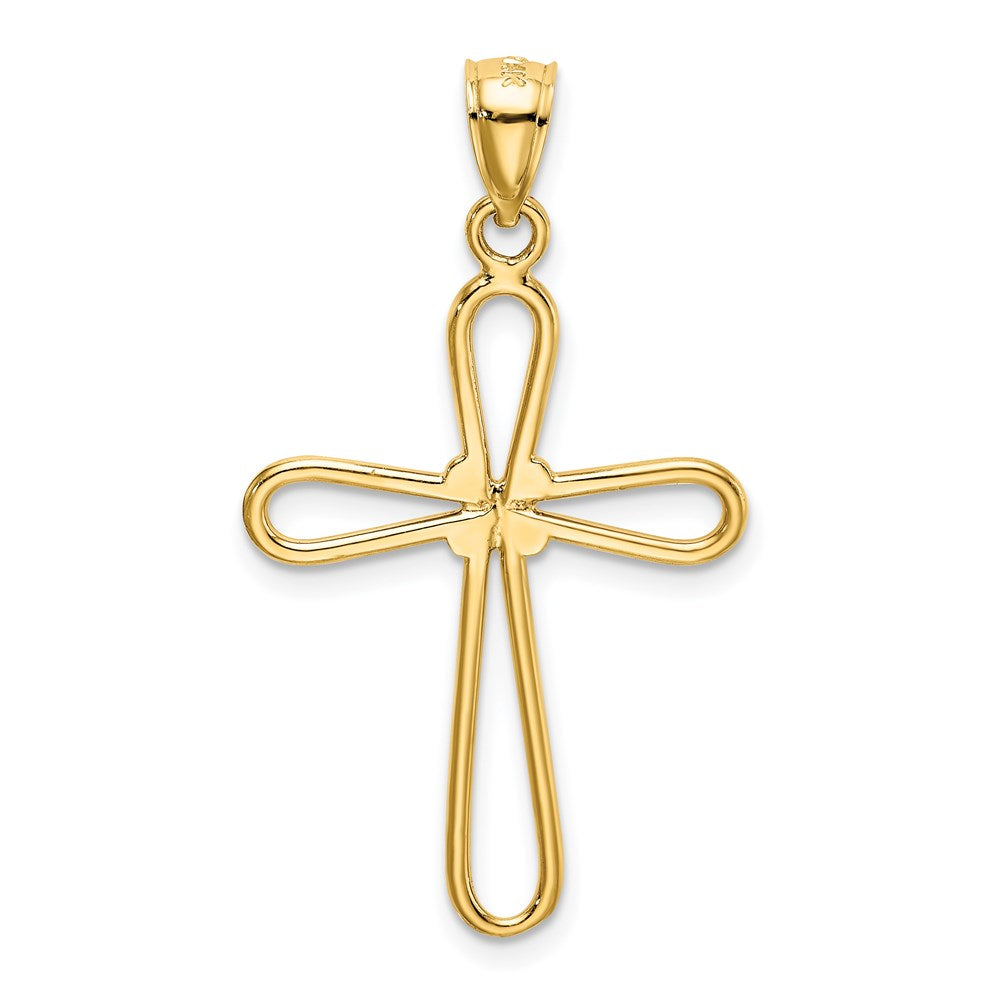 14k Yellow Gold 20.41 mm Polished Rounded Cross w/-X- Center Pendant (1.32 grams)