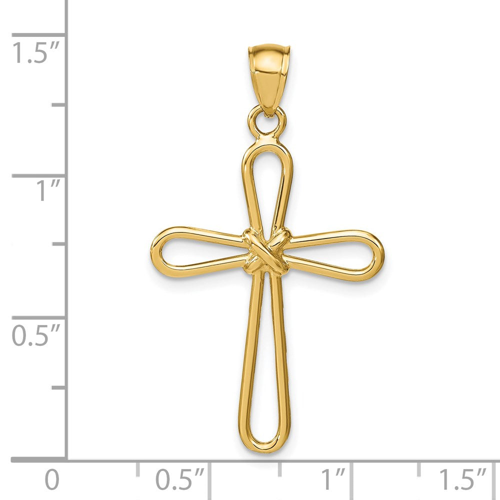 14k Yellow Gold 20.41 mm Polished Rounded Cross w/-X- Center Pendant (1.32 grams)