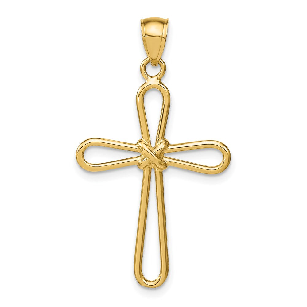 14k Yellow Gold 20.41 mm Polished Rounded Cross w/-X- Center Pendant (1.32 grams)
