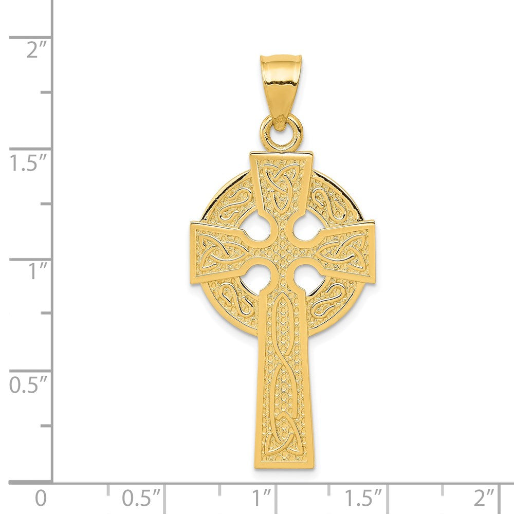 14k Yellow Gold 20.61 mm Polished Celtic Cross Pendant (4.35 grams)