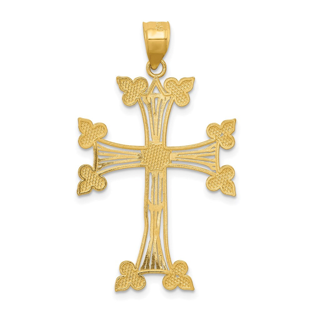 14k Yellow Gold 25.22 mm Diamond-cut Fancy Cross Pendant (1.87 grams)