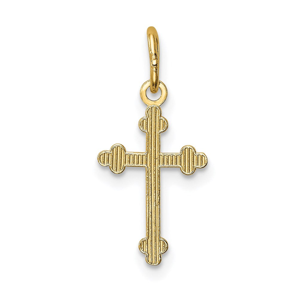 14k Yellow Gold 9.02 mm Polished Small Budded Cross Charm (0.25 grams)