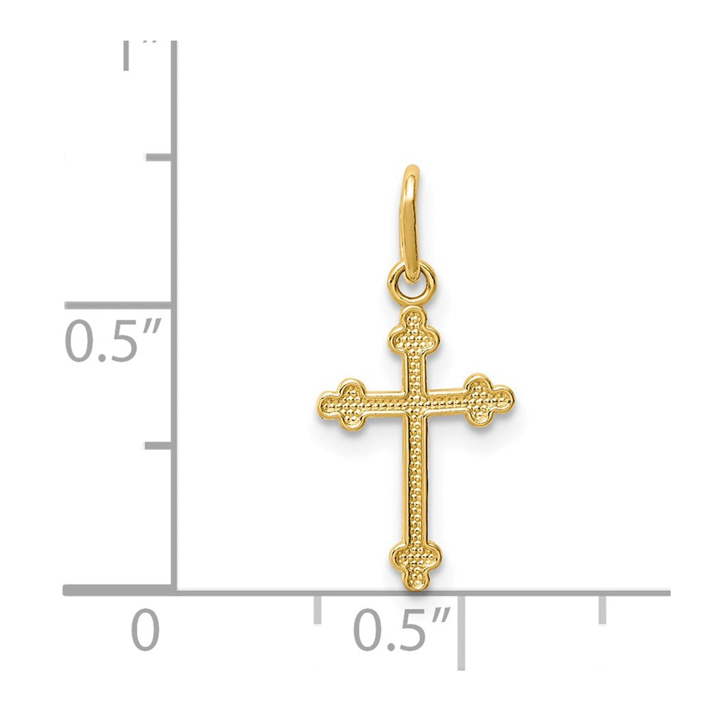 14k Yellow Gold 9.02 mm Polished Small Budded Cross Charm (0.25 grams)