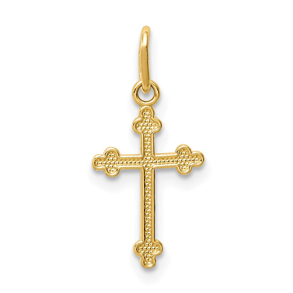 14k Yellow Gold 9.02 mm Polished Small Budded Cross Charm (0.25 grams)