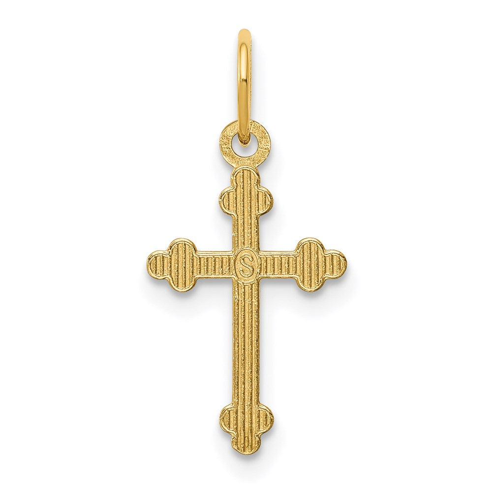 14k Yellow Gold 9.45 mm Small D/C Budded Cross Pendant (0.33 grams)