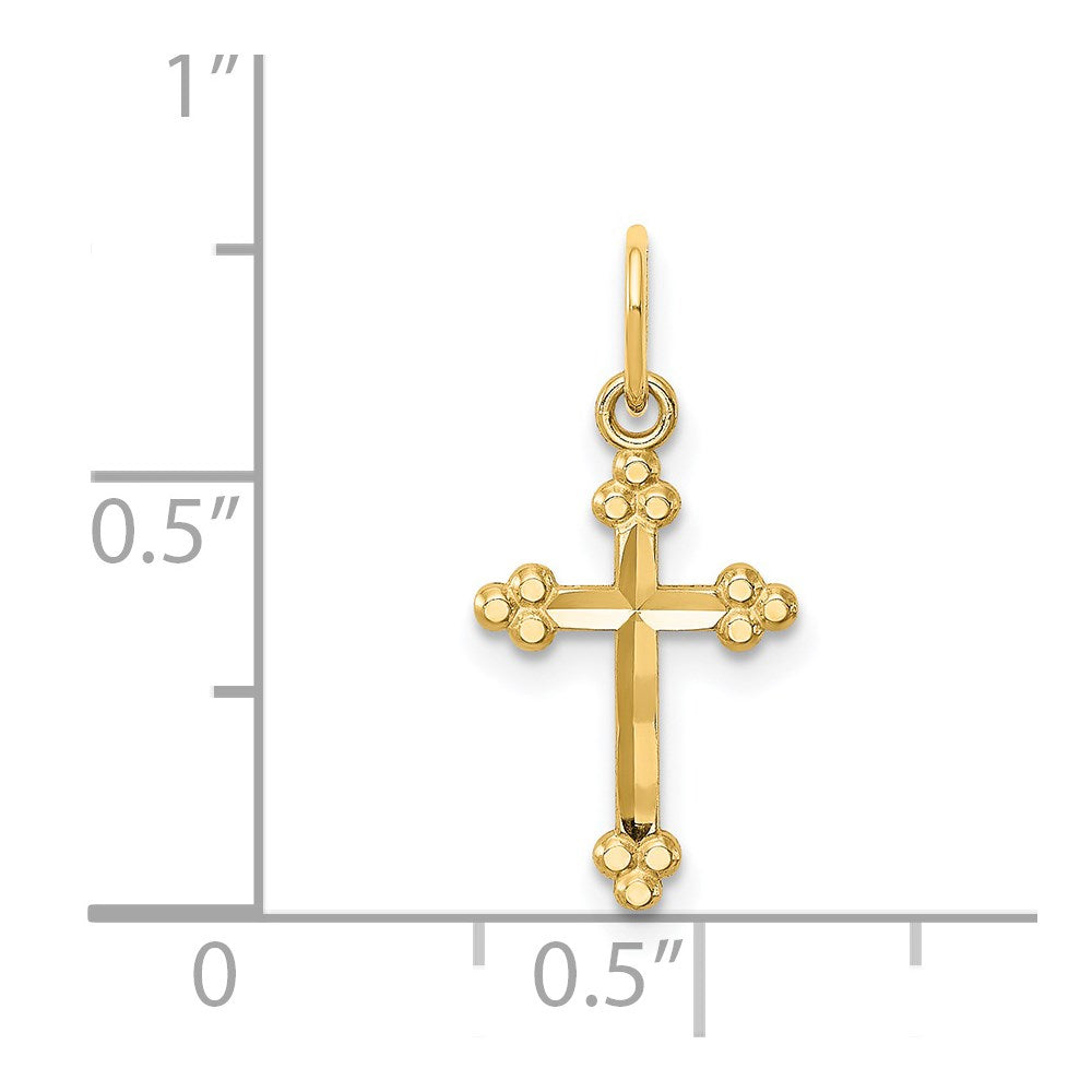 14k Yellow Gold 9.45 mm Small D/C Budded Cross Pendant (0.33 grams)