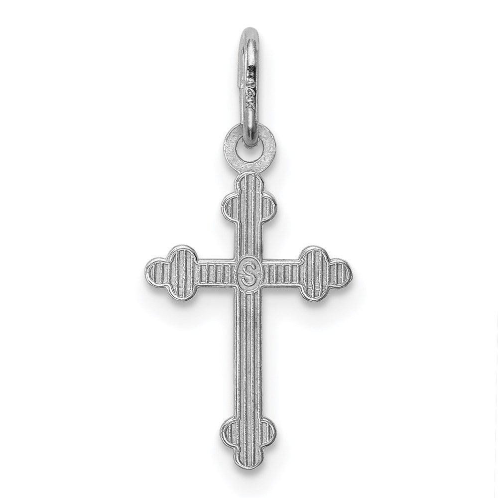 14k White Gold 9.45 mm Polished D/C Small Budded Cross Charm (0.34 grams)