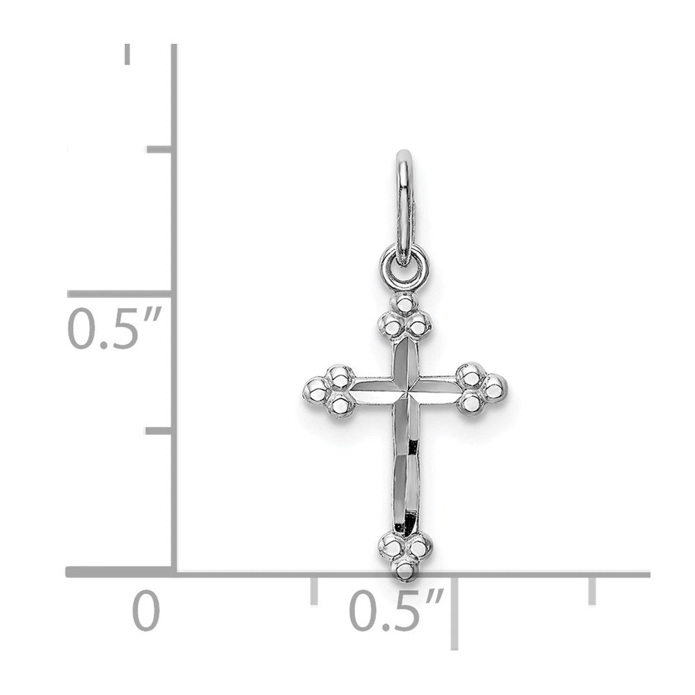14k White Gold 9.45 mm Polished D/C Small Budded Cross Charm (0.34 grams)