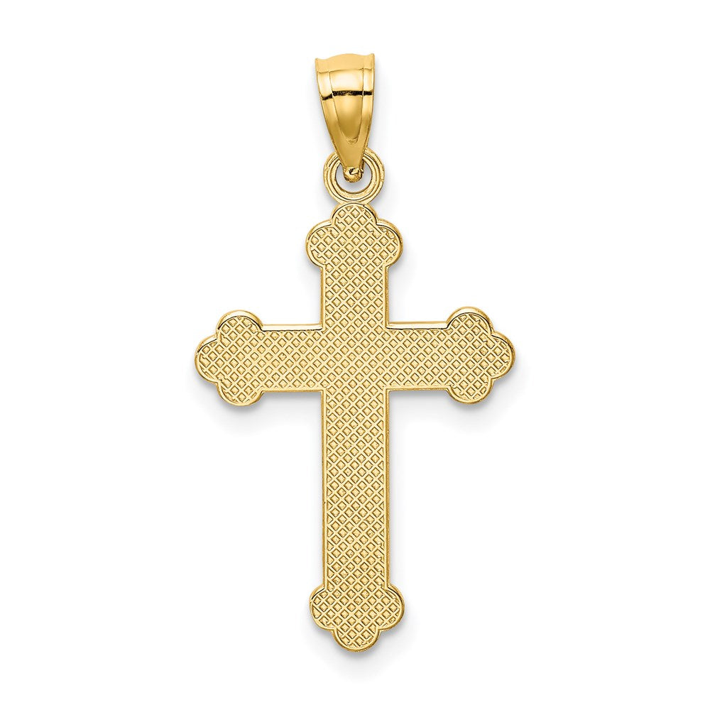 14k Yellow Gold 15.03 mm Satin and Polished Faith Cross Pendant (1.02 grams)