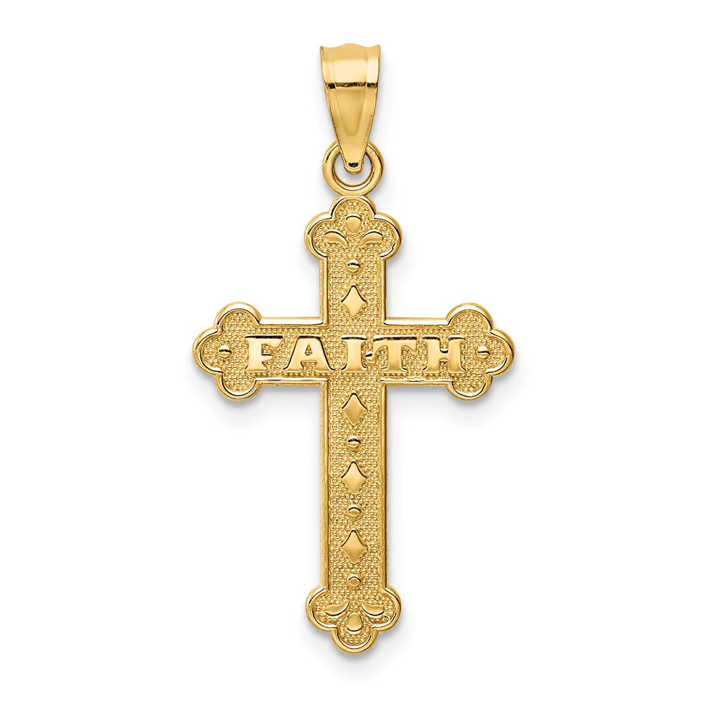 14k Yellow Gold 15.03 mm Satin and Polished Faith Cross Pendant (1.02 grams)