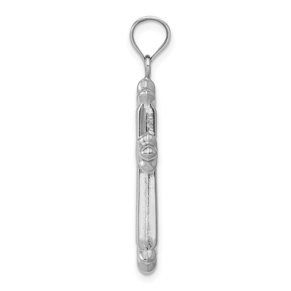 14k White Gold 19.12 mm Reversible Diamond-cut Cross Pendant (1.05 grams)