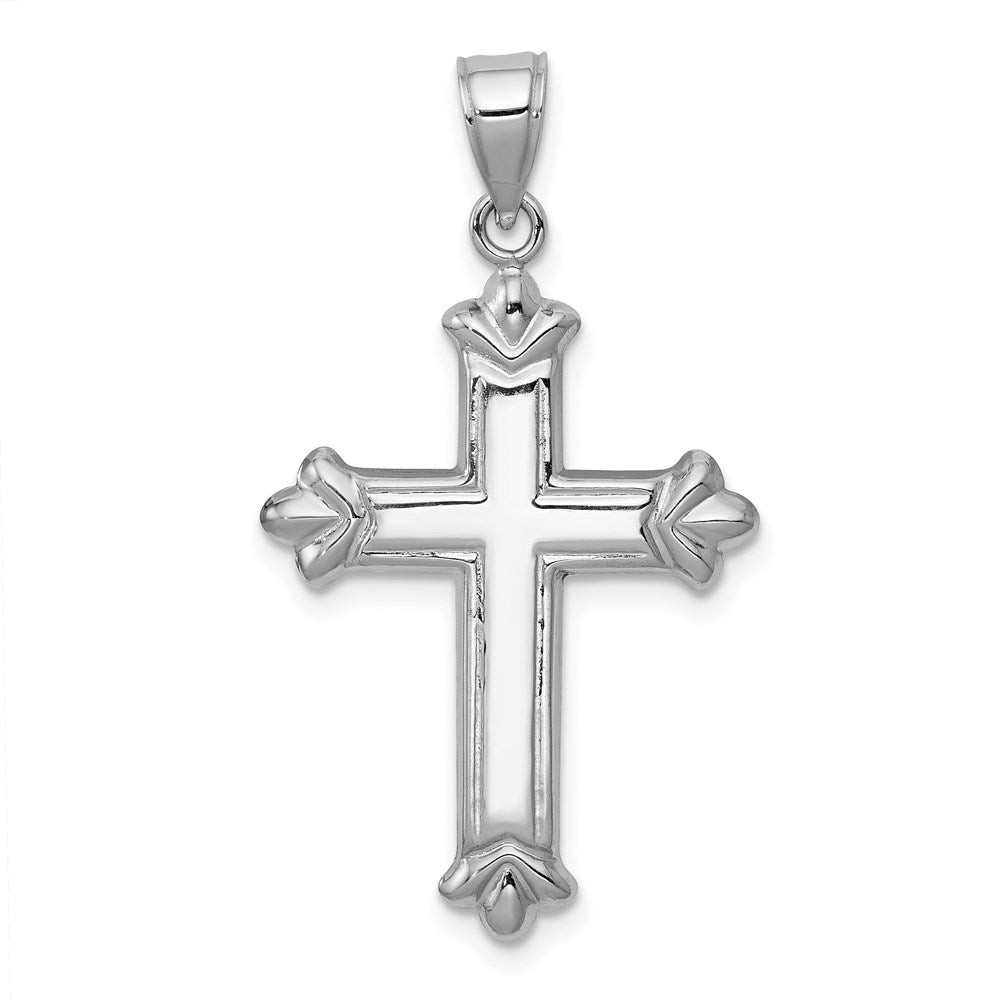 14k White Gold 19.12 mm Reversible Diamond-cut Cross Pendant (1.05 grams)