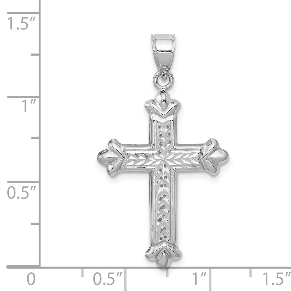 14k White Gold 19.12 mm Reversible Diamond-cut Cross Pendant (1.05 grams)