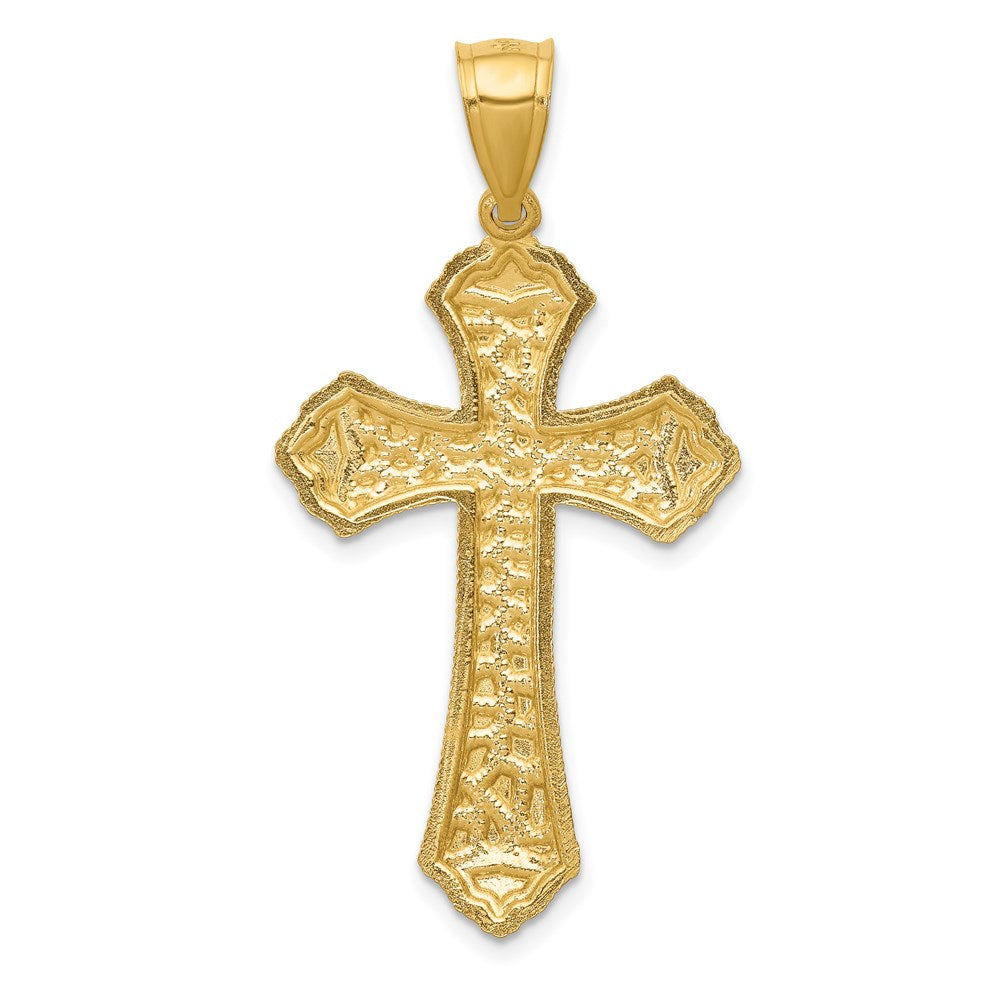 14k Yellow Gold 21.34 mm Diamond-cut Budded Cross Pendant (2.25 grams)