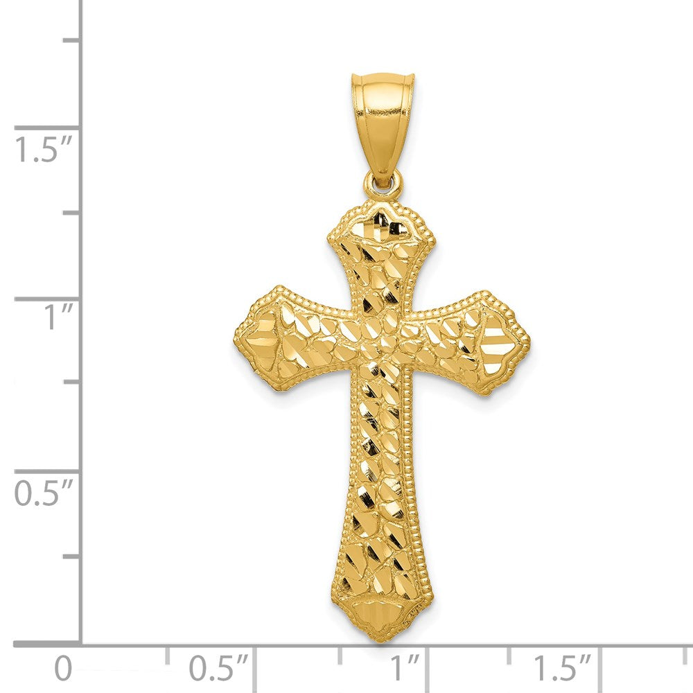 14k Yellow Gold 21.34 mm Diamond-cut Budded Cross Pendant (2.25 grams)