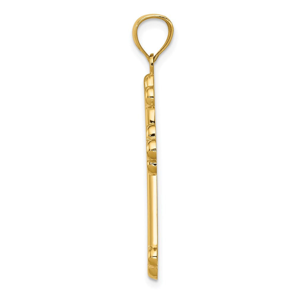 14k Yellow Gold 19.8 mm Satin and Polished Budded Cross Pendant (1.83 grams)