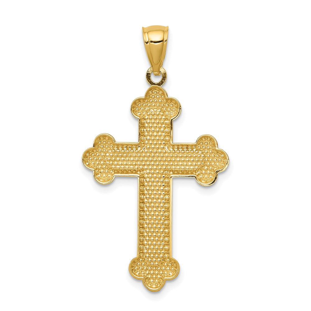 14k Yellow Gold 19.8 mm Satin and Polished Budded Cross Pendant (1.83 grams)