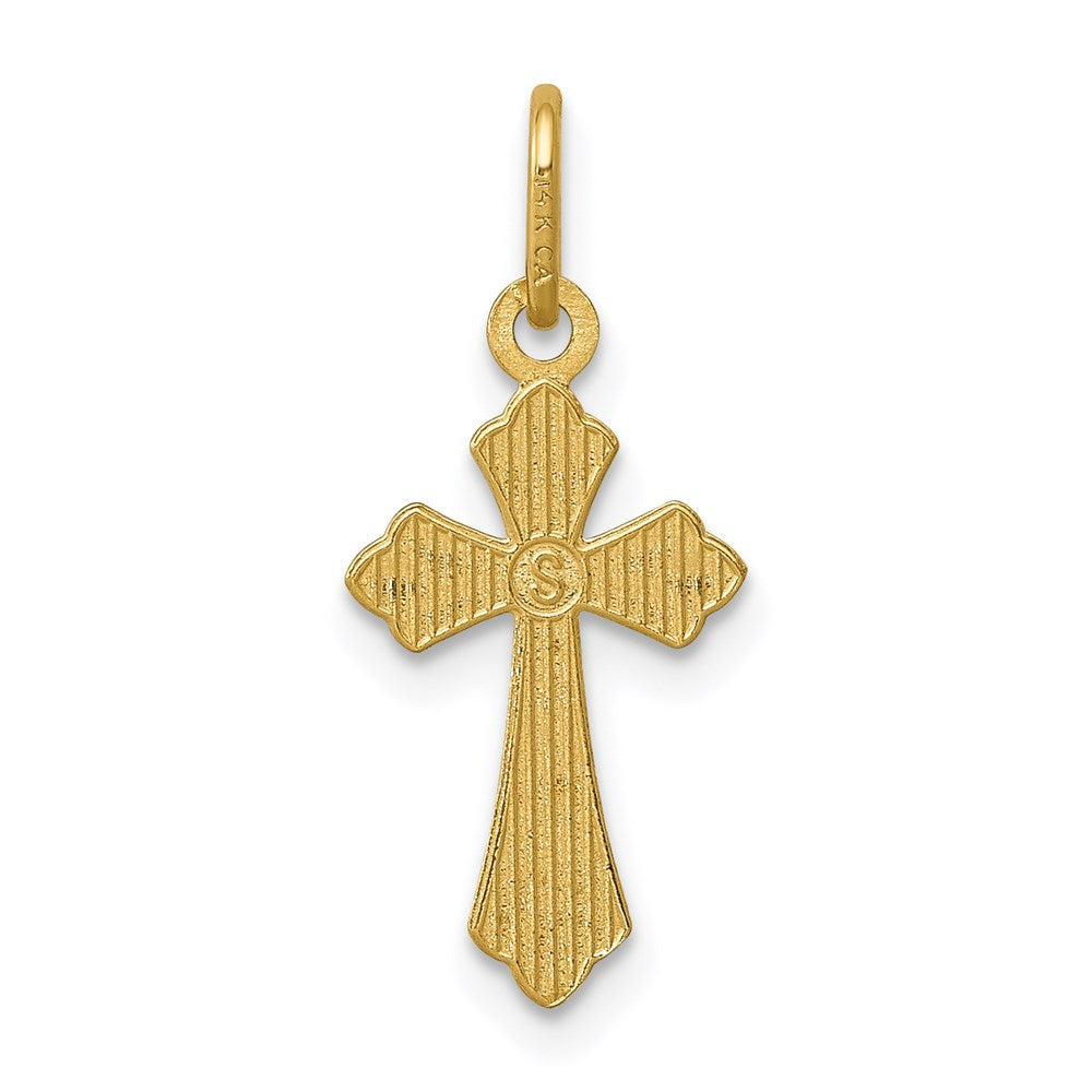 14k Yellow Gold 8.74 mm Polished D/C Small Cross Charm (0.34 grams)