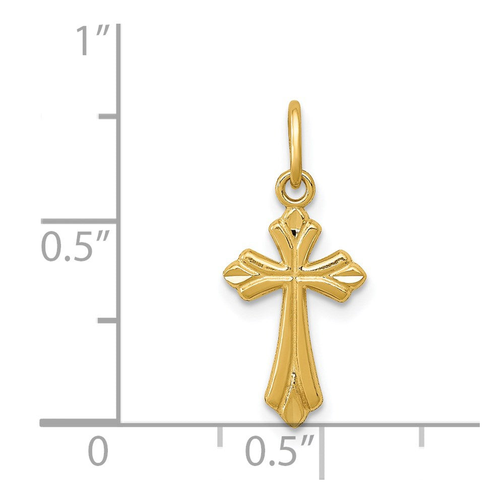 14k Yellow Gold 8.74 mm Polished D/C Small Cross Charm (0.34 grams)