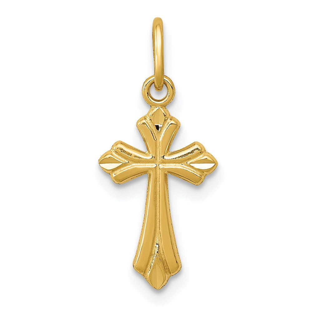 14k Yellow Gold 8.74 mm Polished D/C Small Cross Charm (0.34 grams)