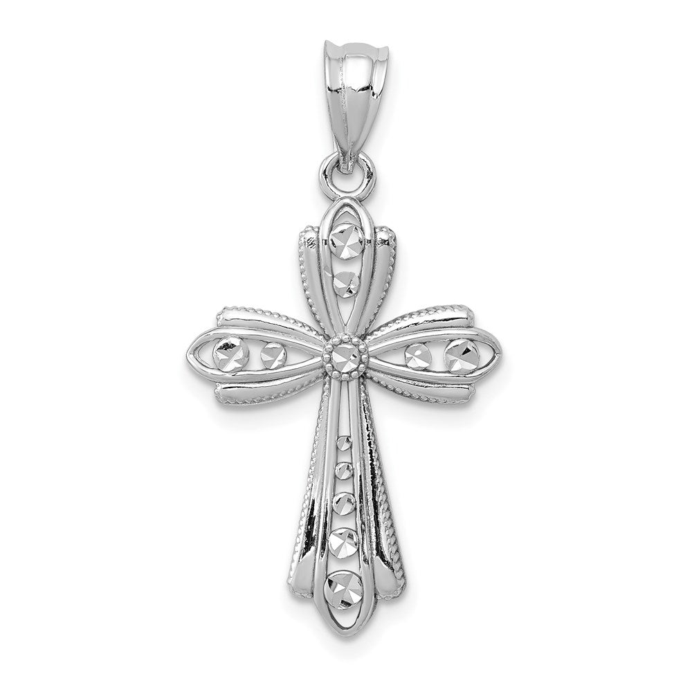14k White Gold 17.19 mm Polished D/C Fancy Cross Pendant (1.29 grams)