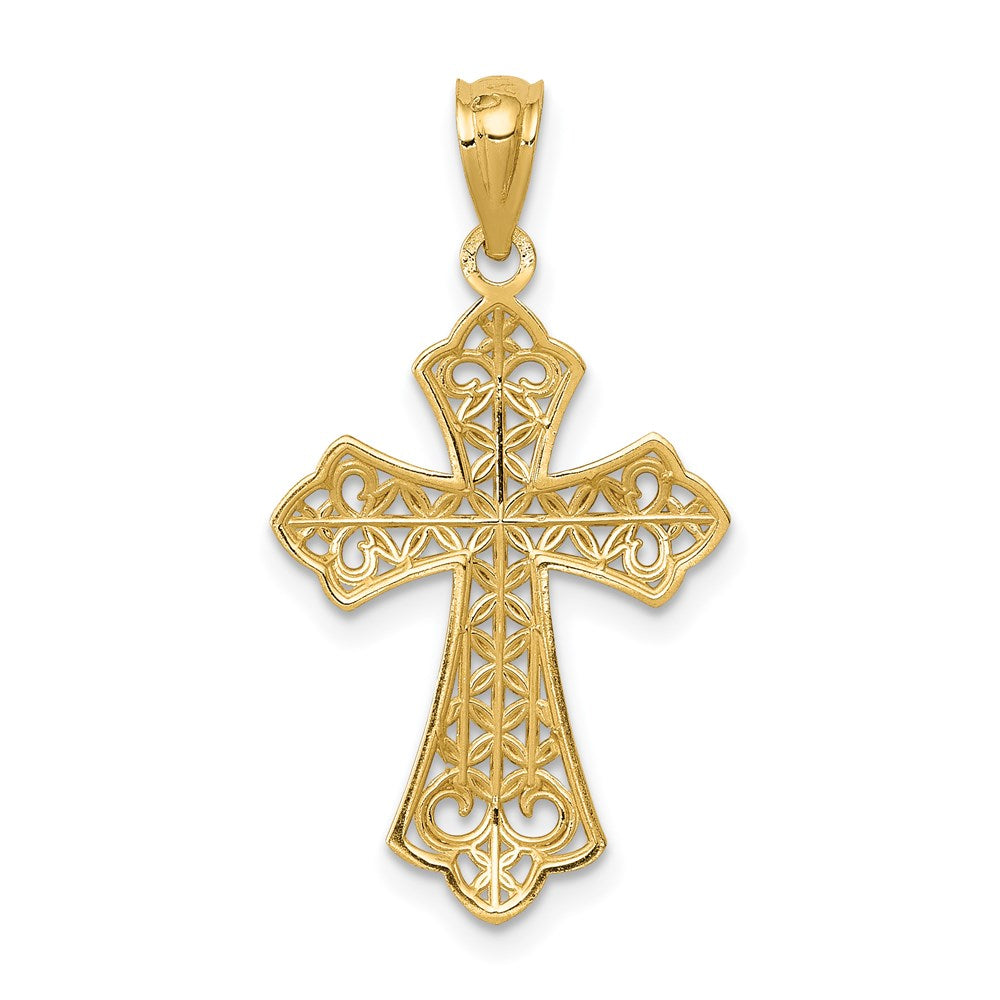 14k Yellow Gold 14.94 mm Polished Filigree Cross Pendant (0.73 grams)