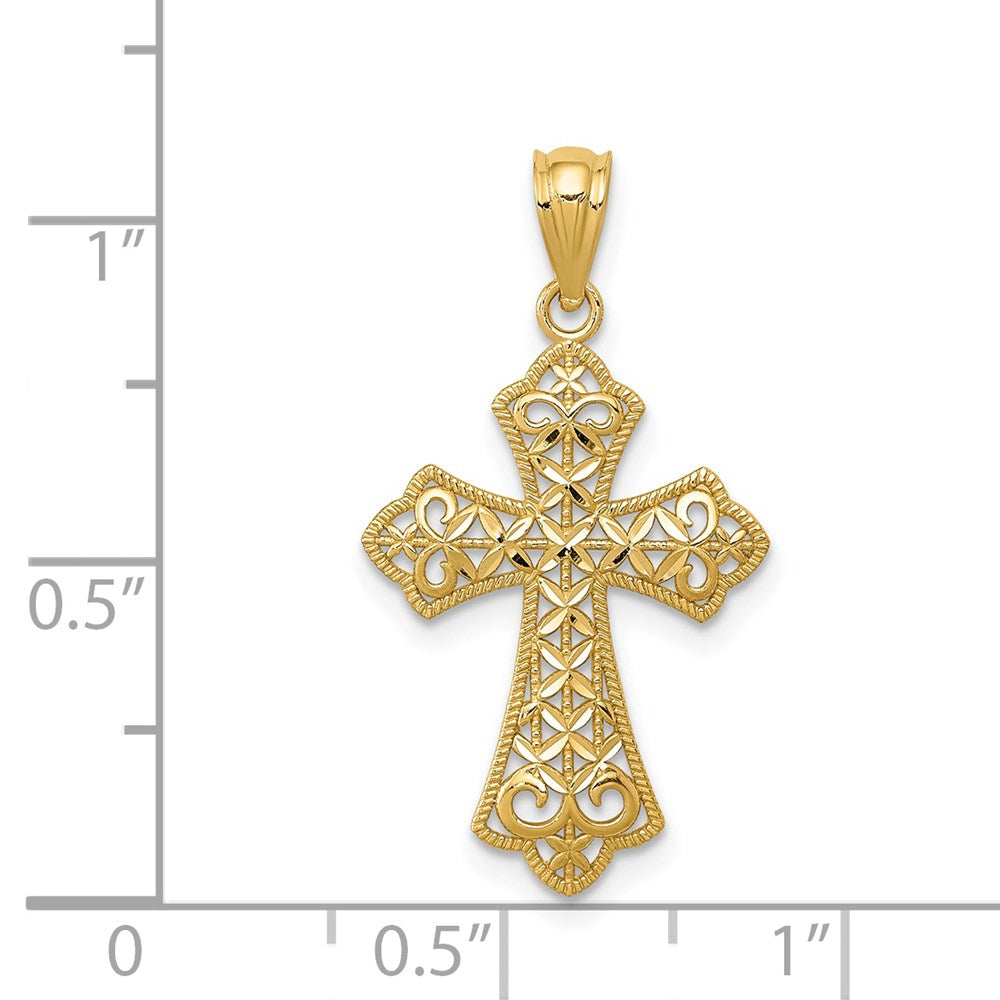 14k Yellow Gold 14.94 mm Polished Filigree Cross Pendant (0.73 grams)