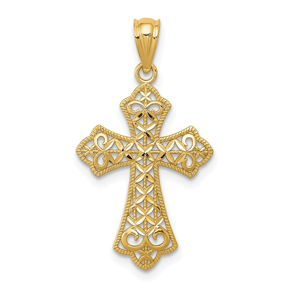 14k Yellow Gold 14.94 mm Polished Filigree Cross Pendant (0.73 grams)