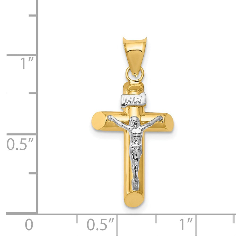 14k Two-tone 15 mm Two-Tone Polished Crucifix Pendant (1.26 grams)