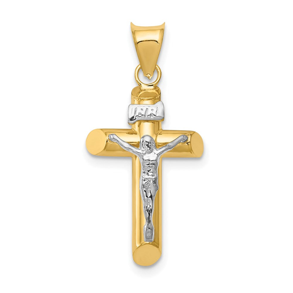 14k Two-tone 15 mm Two-Tone Polished Crucifix Pendant (1.26 grams)