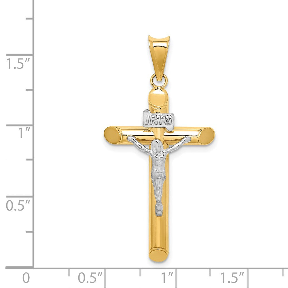 14k Two-tone 20 mm Two-Tone Polished Crucifix Pendant (1.79 grams)