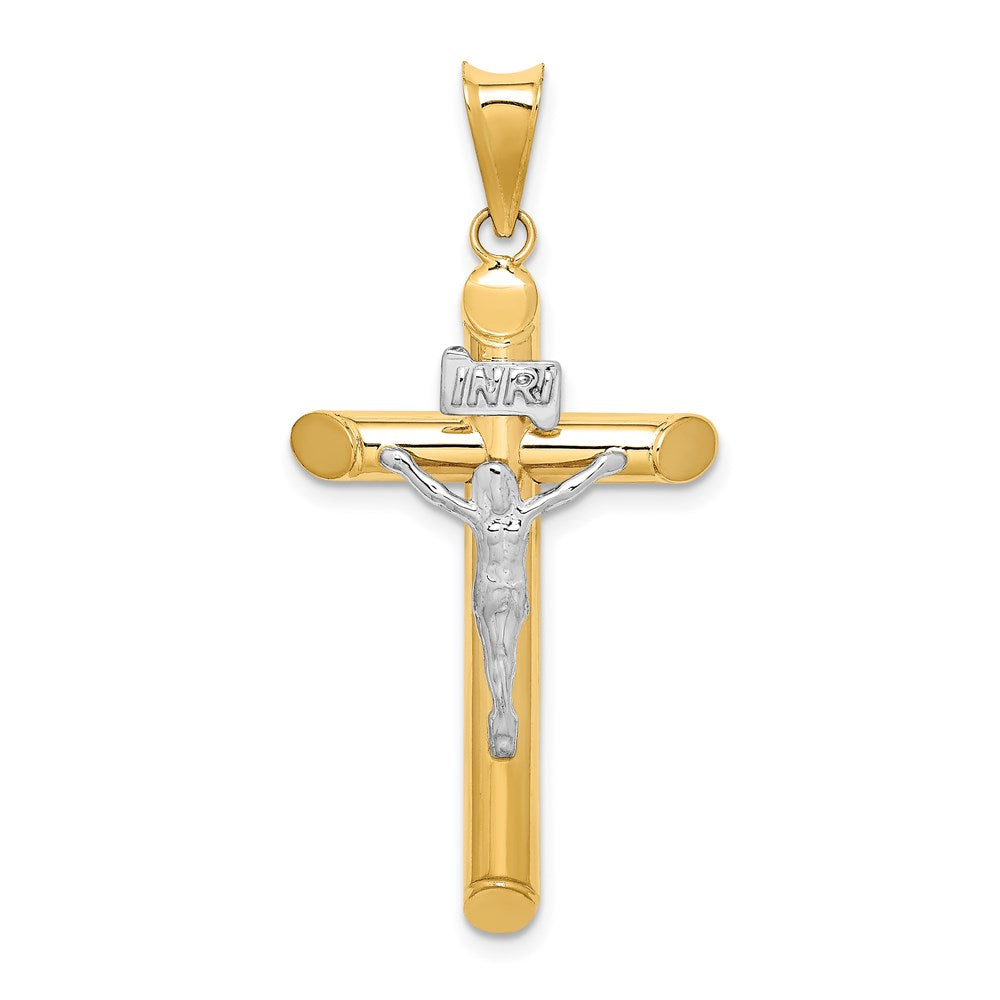 14k Two-tone 20 mm Two-Tone Polished Crucifix Pendant (1.79 grams)