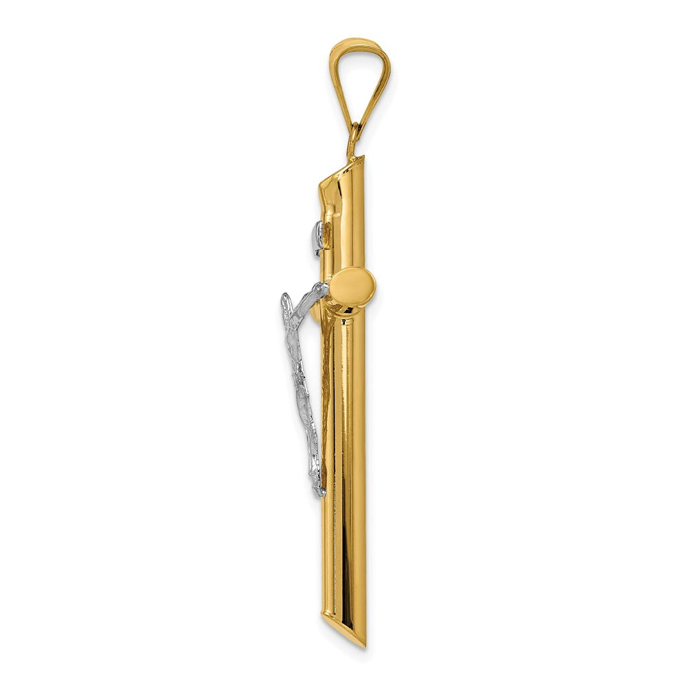 14k Two-tone 26 mm Two-Tone Polished Crucifix Pendant (2.09 grams)