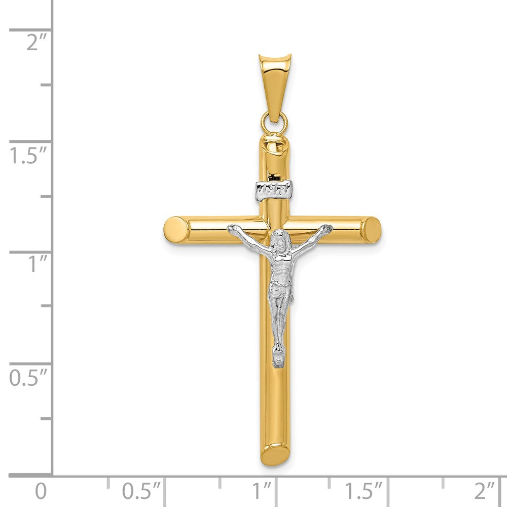 14k Two-tone 26 mm Two-Tone Polished Crucifix Pendant (2.09 grams)
