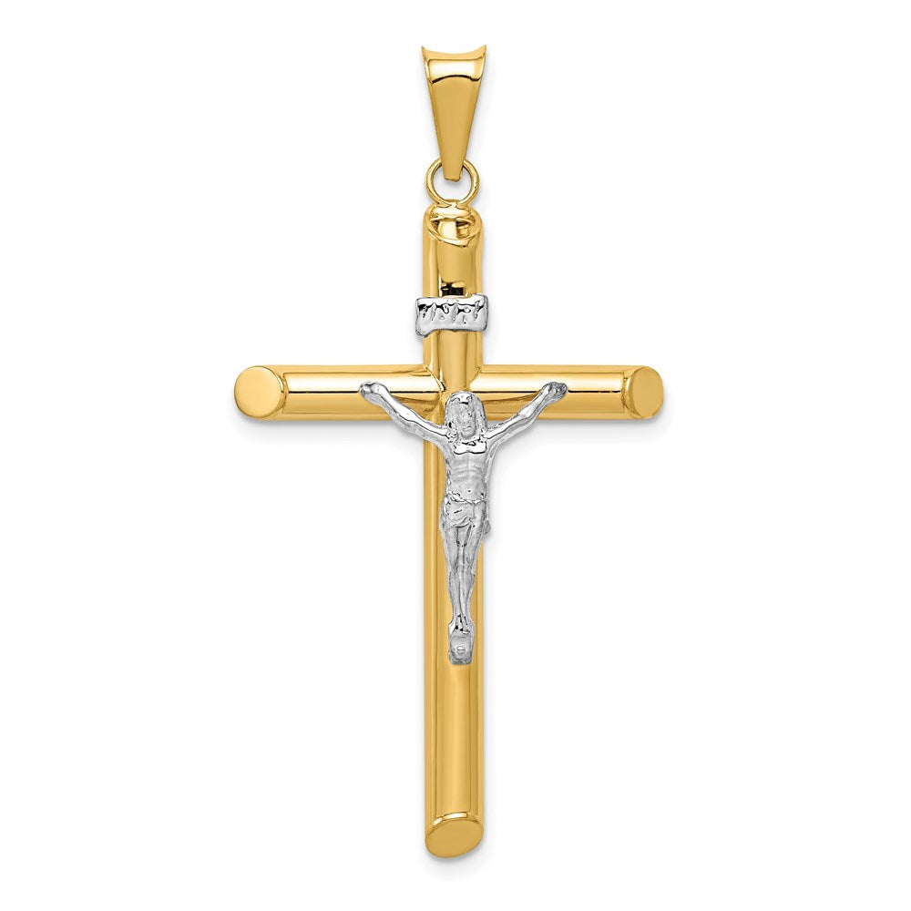 14k Two-tone 26 mm Two-Tone Polished Crucifix Pendant (2.09 grams)