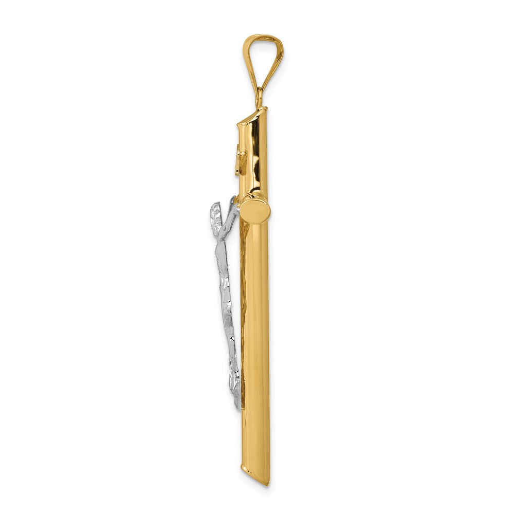 14k Two-tone 29 mm Two-Tone Polished Crucifix Pendant (2.94 grams)
