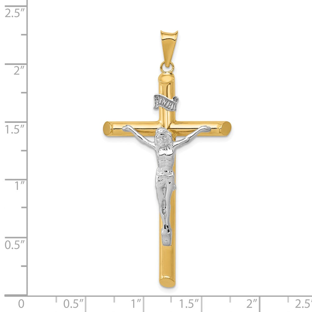 14k Two-tone 29 mm Two-Tone Polished Crucifix Pendant (2.94 grams)