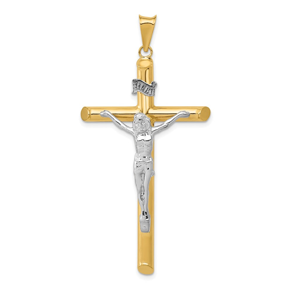 14k Two-tone 29 mm Two-Tone Polished Crucifix Pendant (2.94 grams)
