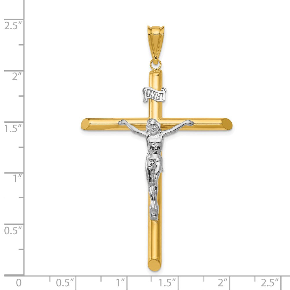 14k Two-tone 39 mm Two-Tone Polished Crucifix Pendant (3.14 grams)