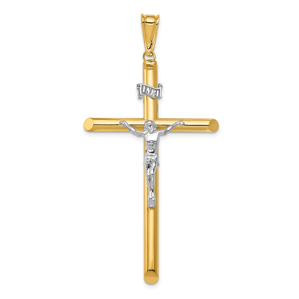 14k Two-tone 34.5 mm Two-Tone Polished Crucifix Pendant (2.62 grams)