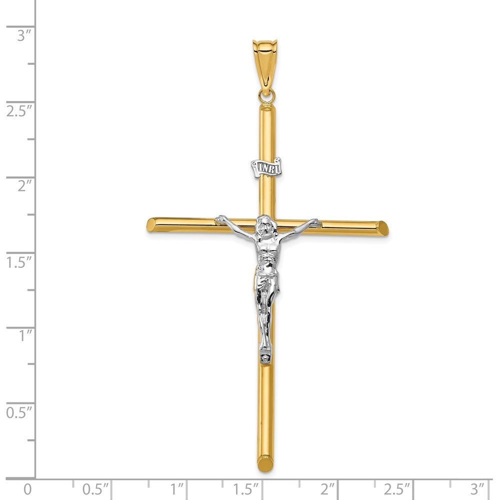 14k Two-tone 42.5 mm Two-Tone Polished Jesus Crucifix Pendant (2.94 grams)