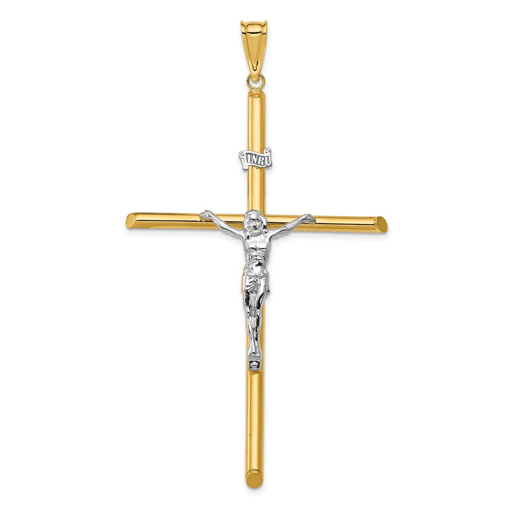 14k Two-tone 42.5 mm Two-Tone Polished Jesus Crucifix Pendant (2.94 grams)