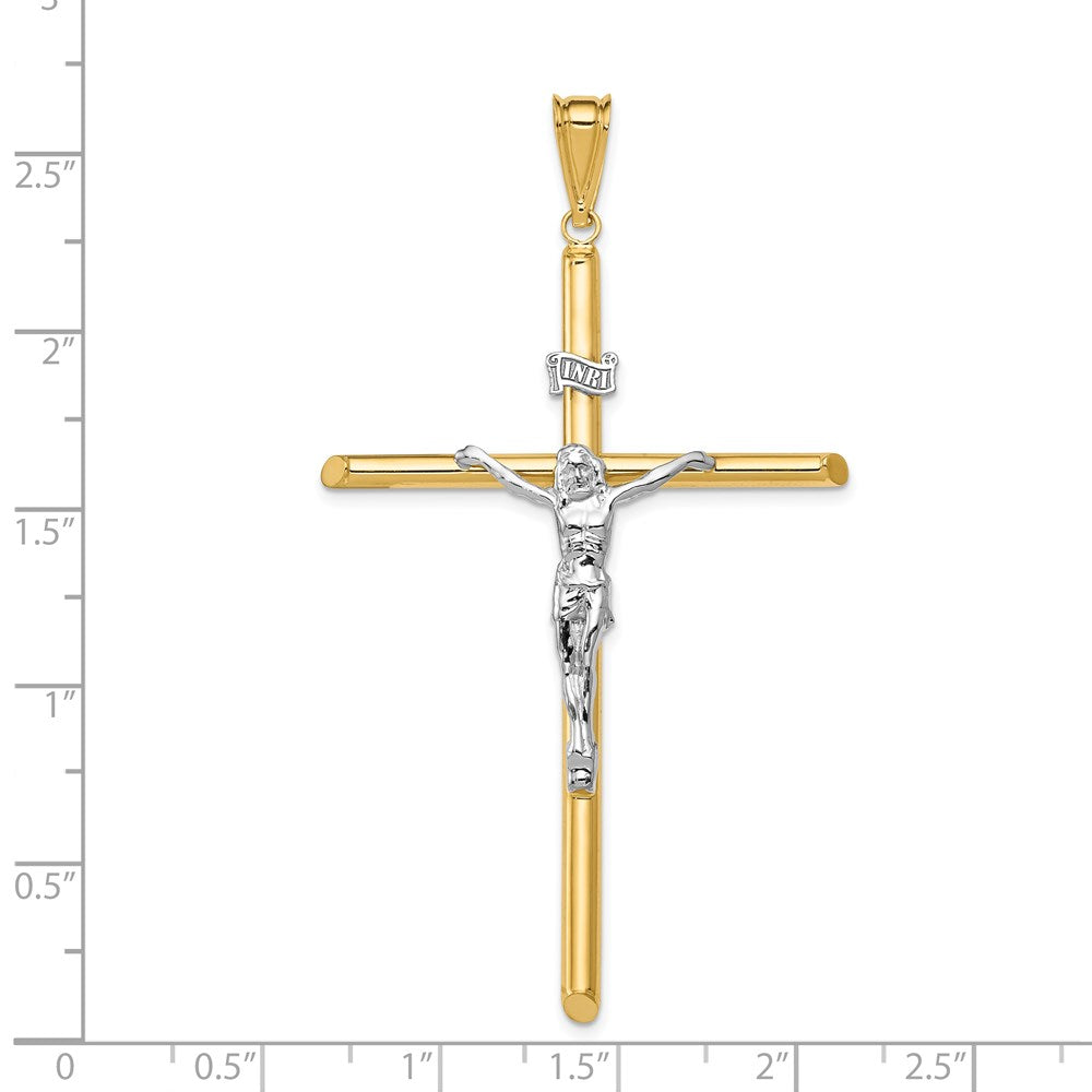 14k Two-tone 39 mm Two-Tone Polished Jesus Crucifix Pendant (2.69 grams)