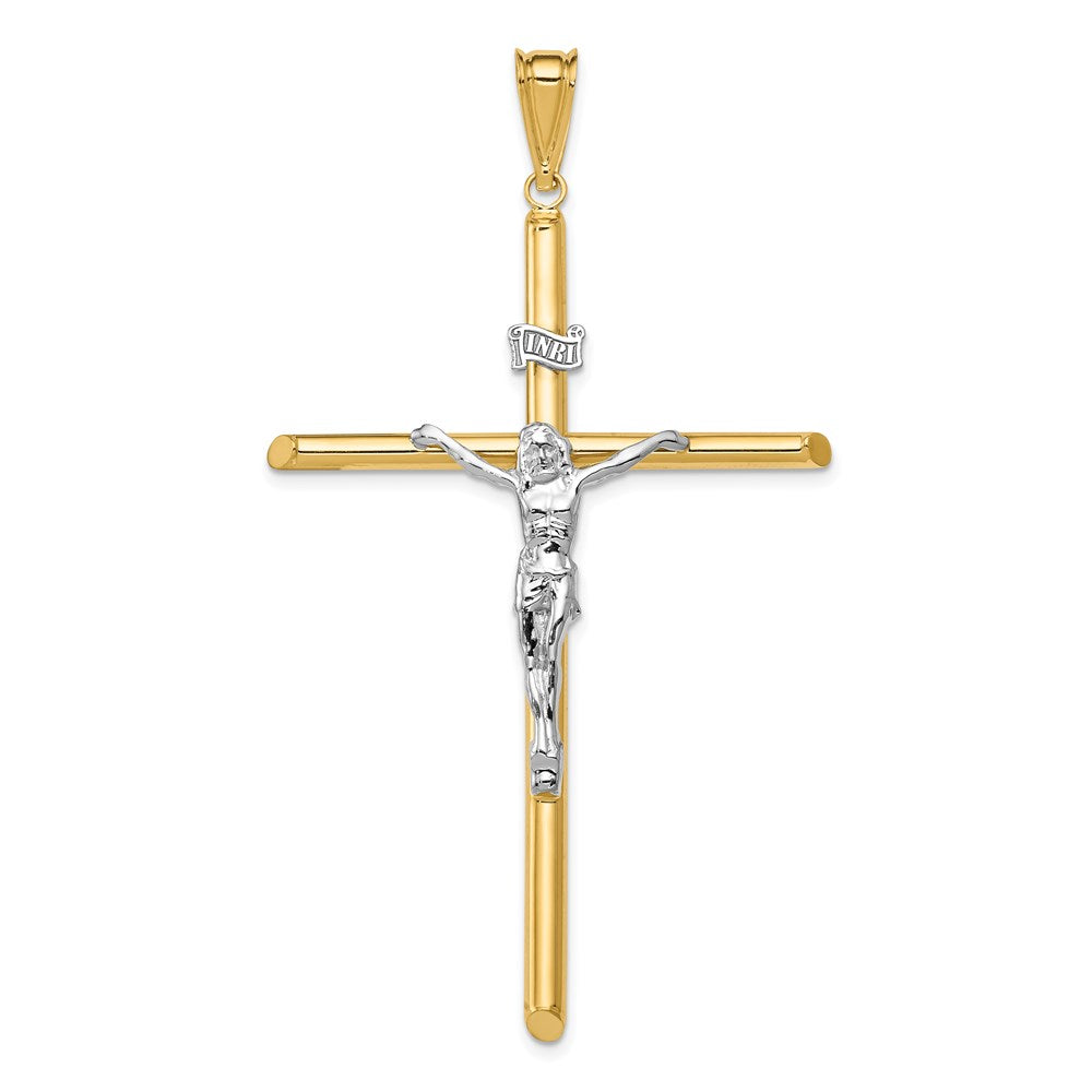 14k Two-tone 39 mm Two-Tone Polished Jesus Crucifix Pendant (2.69 grams)