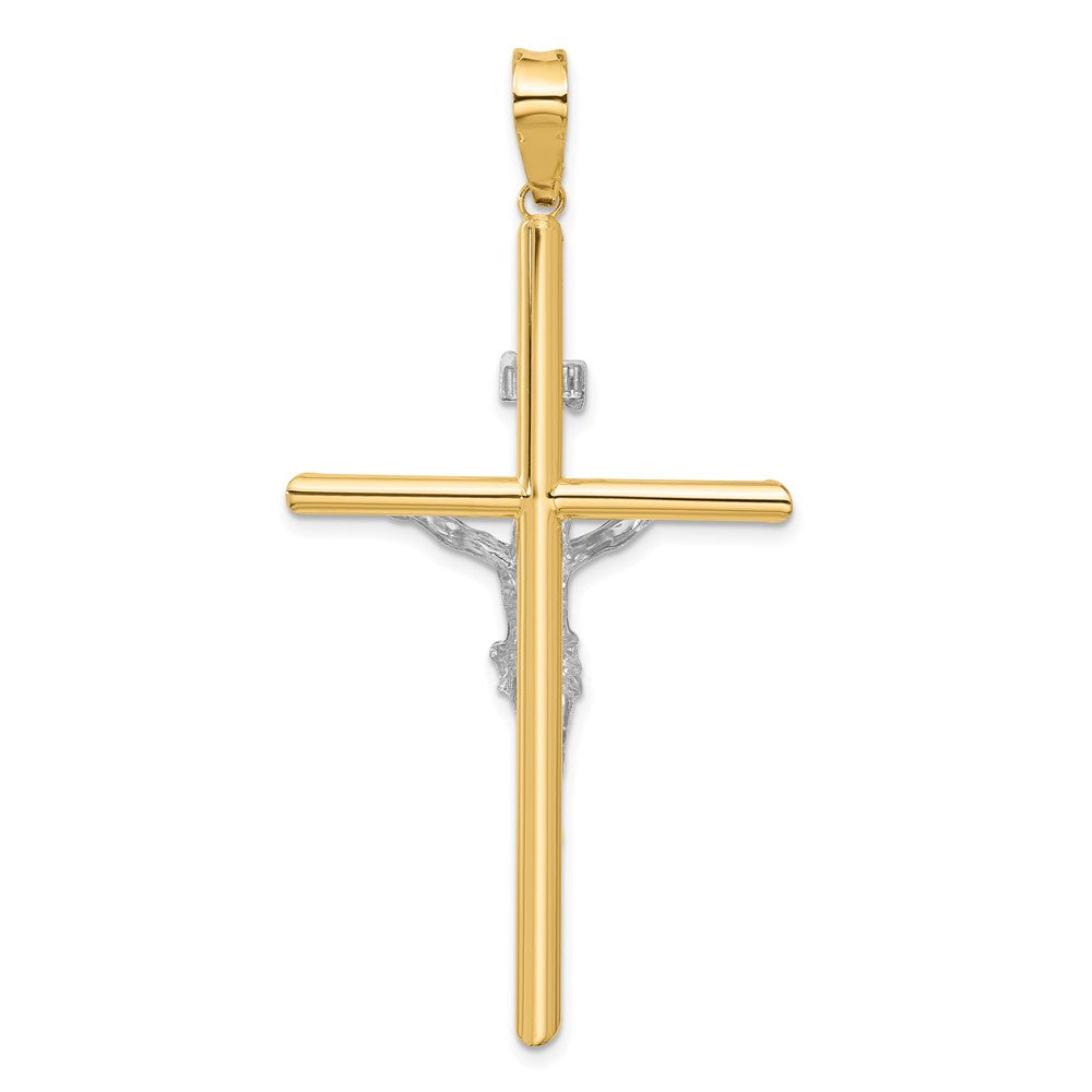 14k Two-tone 32.5 mm Two-Tone Polished Jesus Crucifix Pendant (2.52 grams)