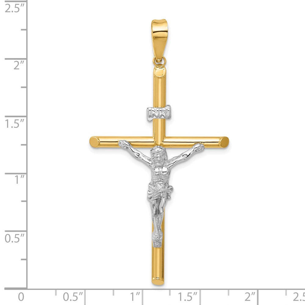 14k Two-tone 32.5 mm Two-Tone Polished Jesus Crucifix Pendant (2.52 grams)