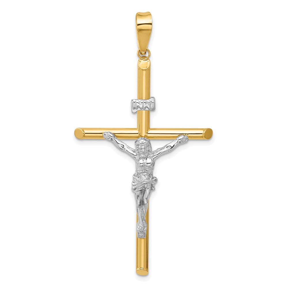 14k Two-tone 32.5 mm Two-Tone Polished Jesus Crucifix Pendant (2.52 grams)