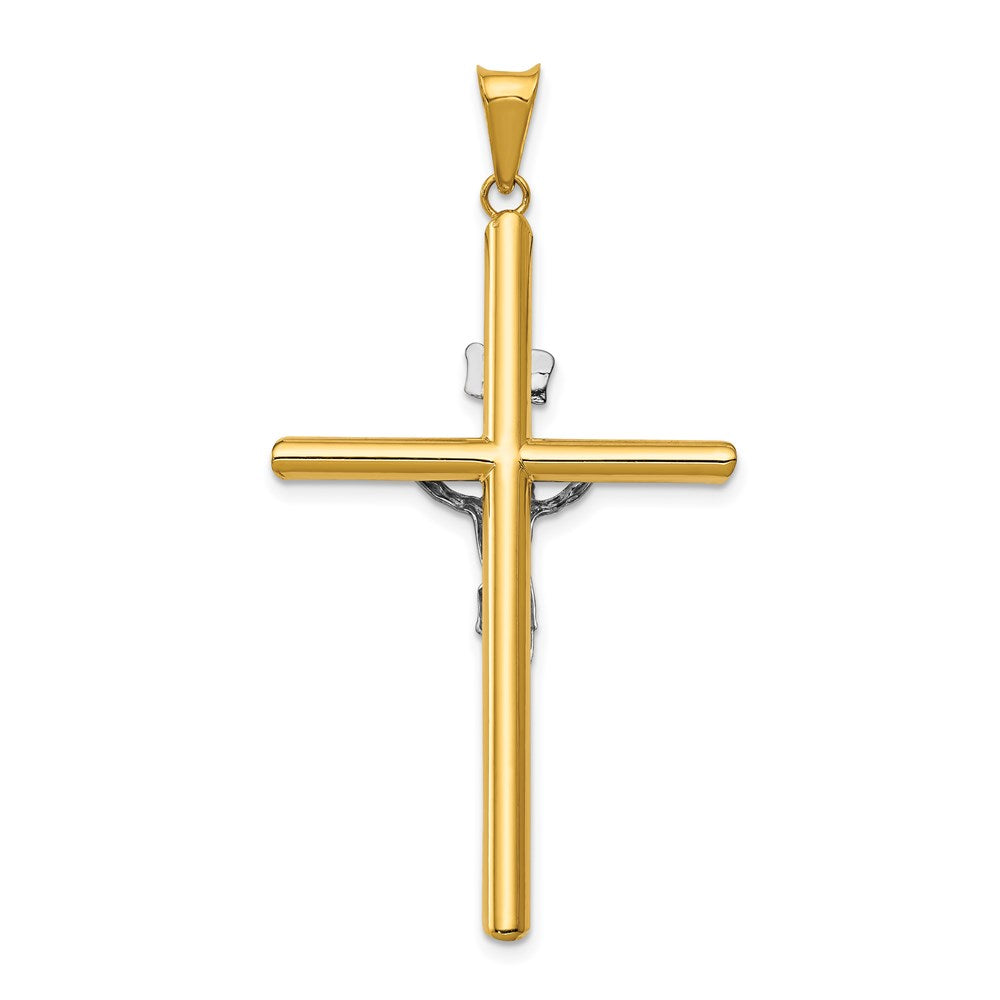 14k Two-tone 28 mm Two-Tone Polished Jesus Crucifix Pendant (2.28 grams)