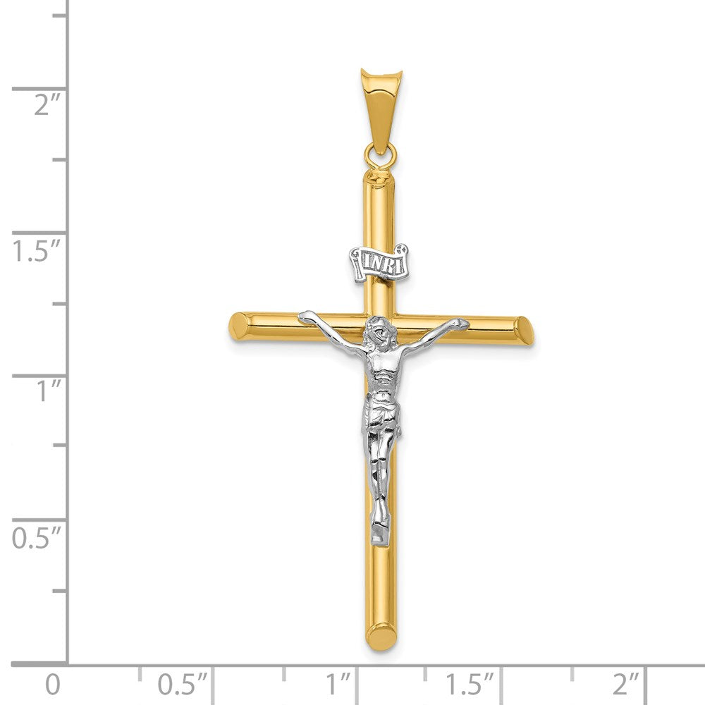 14k Two-tone 28 mm Two-Tone Polished Jesus Crucifix Pendant (2.28 grams)